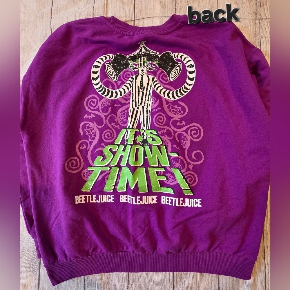 Beetlejuice Branded Size XXL Unisex Crewneck Sweatshirt Purple Halloween Creepy - Picture 2 of 6